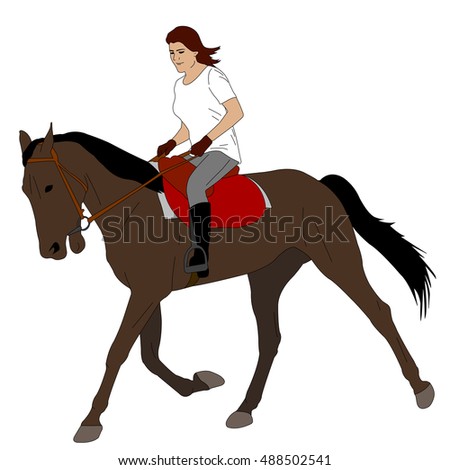 Cartoon Illustration Girl Riding Her Horse Stock Vector 24404020 ...