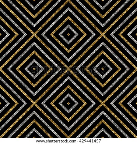 Geometric Seamless Pattern Gold Silver Diagonal Stock Vector (Royalty ...