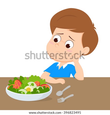 Child Eating Boring Foodcute Little Girl Stock Vector 495962359 ...