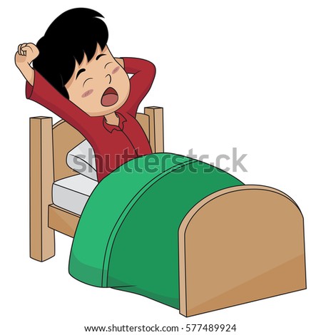 Kid Wake Morning Vector Illustration Stock Vector 577489924 - Shutterstock
