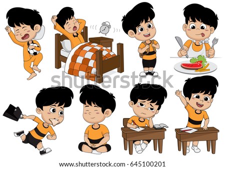 Set Kid Activity Kid Wake Upsleepeatgo Stock Vector 645100201 ...