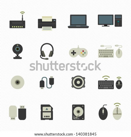 Computer Icons and and Computer Accessories Icons with White Background