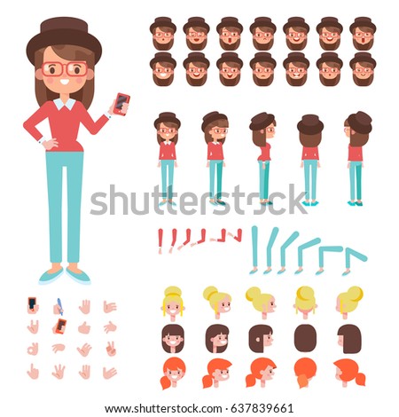 Front Side Back View Animated Character Stock Vector 11 ...