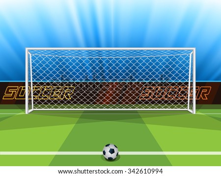 Vector Illustration Soccer Ball Field Goal Stock Vector 342610994