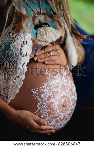 pregnant woman belly white henna tattoo stock photo 628506647 pregnant woman belly white henna tattoo stock photo 628506647