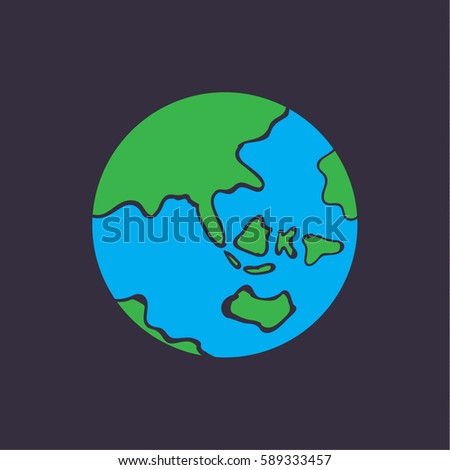 Cute Cartoon Earth Vector Earth Doodle Stock Vector 589333457