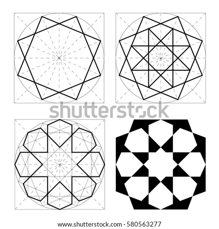 Geometric Shapes Stages Construction Arab Pattern Stock  