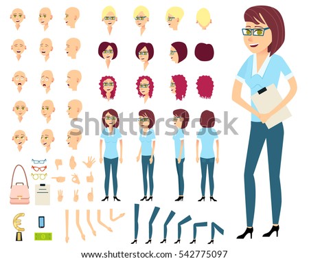 Businesswoman Female Person Constructor Various Emotions 