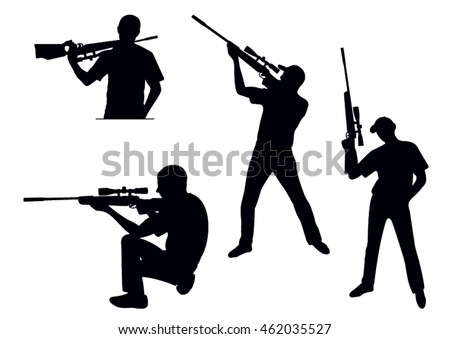 Silhouette Hunter Rifle On White Background Stock Vector 462035527 ...