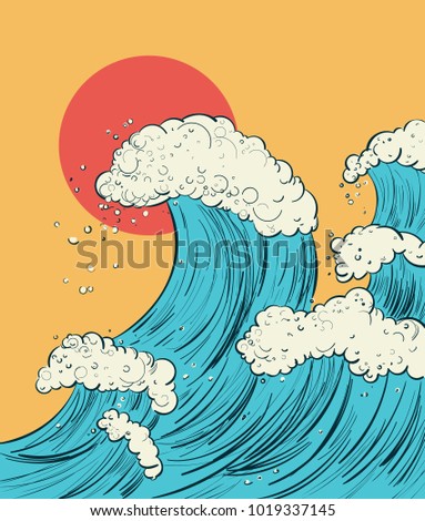Cartoon Japanese Wave Stock Images, Royalty-Free Images & Vectors