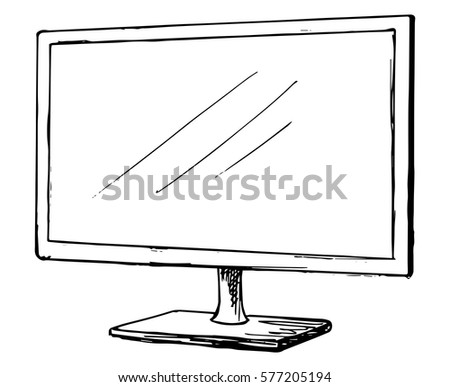 Sketch Tv Isolated On White Background Stock Vector 577205194 