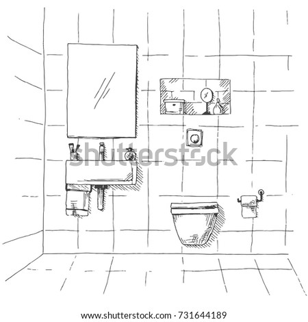 Hand Drawn Sketch Linear Sketch Interior Stock Vector 609792461 ...