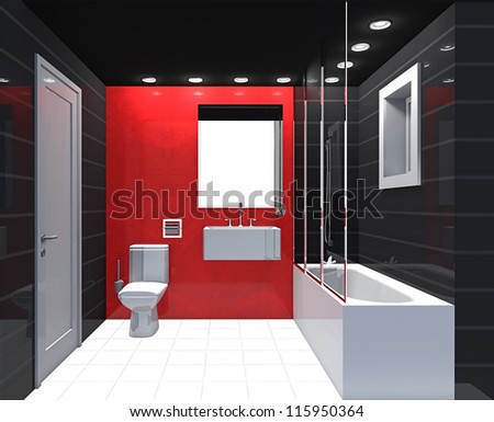 Bathroom Red modern luxury bathroom red black white stock illustration Bathroom Red modern luxury bathroom red black white stock illustration