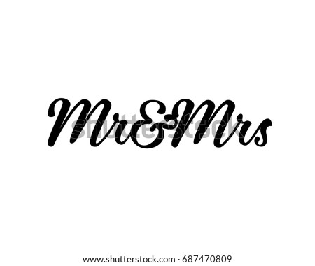 Mr Mrs Wedding Hand Written Lettering Stock Vector 687470761 - Shutterstock