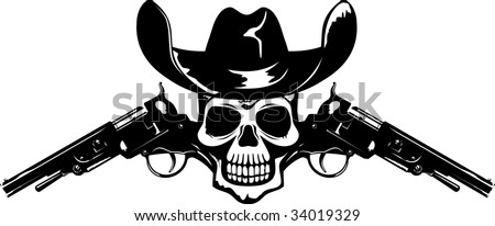 Abstract Symbol Skull Guns Cowboys Hat Stock Vector 34019329 - Shutterstock