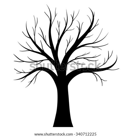 Black Silhouette Tree Without Leaves Stock Vector 95141518 - Shutterstock