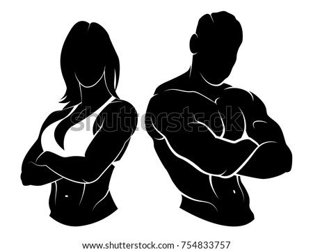 SEARCH AND BUY THIS PRODUCT Vector Illustration Fitness Logo Male Female Stock Vector