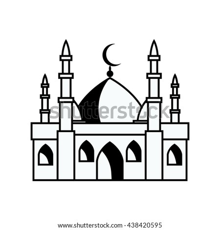 Mosque Vector Cartoon black White Outline Stock Vector 674355367 ...