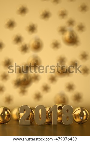 2018 New Year's background.3D illustration.