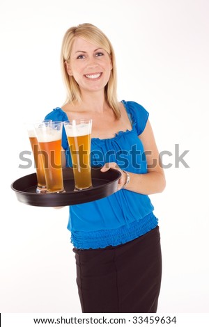 Image result for picture of waitress serving beer