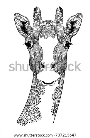 Download Head Giraffe Meditation Coloring Mandala Small Stock ...