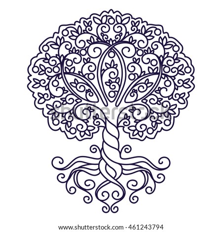 Download Decor Element Vector Illustration Mandala Tree Stock ...