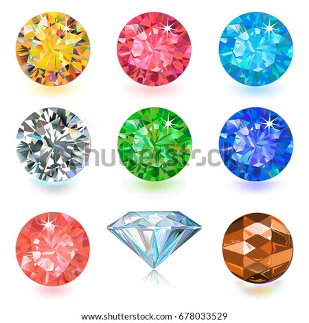 Set Colored Gems Isolated On White Stock Vector 126539474 - Shutterstock