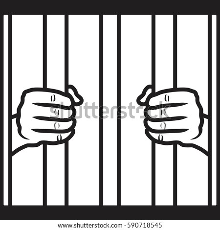 Hands Holding Prison Bars Man Jail Stock Vector 163477019 - Shutterstock