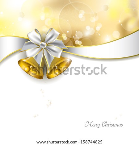 Christmas Background With Golden Bells Christmas Background With Golden Bells