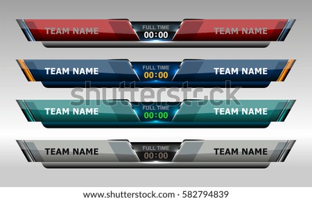 Scoreboard Broadcast Graphic and Lower Thirds Template for soccer and football, vector illustration