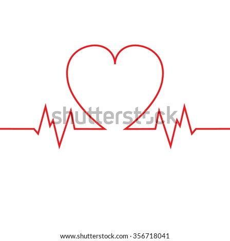 Heart Ecg Red Ribbon Stock Vector 60443665 - Shutterstock