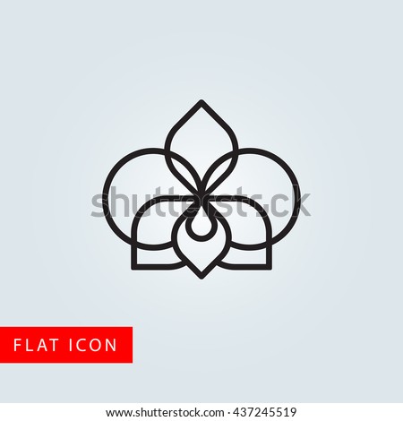 Orchid flower line icon. Flat design