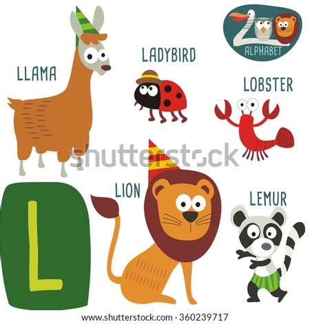 Cute Zoo Alphabet Vector L Letter Stock Vector 360239717 - Shutterstock