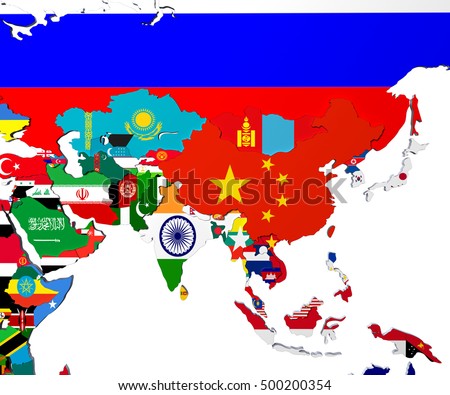 Asia Map Highly Detailed 3 D Illustration Stock Illustration 500200354 ...
