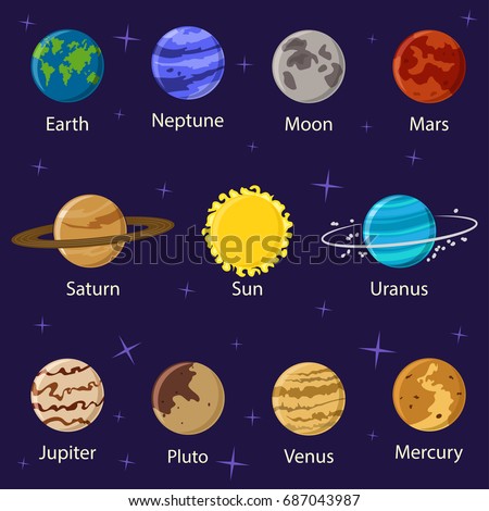 Planets Solar System Vector Cartoon Flat Stock Vector 687043987 ...