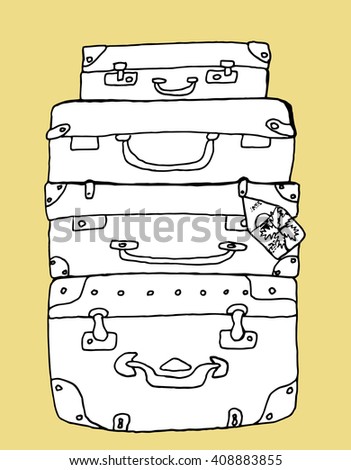 Travel Bag Baggage Suitcase Line Art Stock Vector 408883831 - Shutterstock