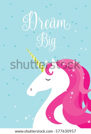 Download Dream Big Unicorn Printable Stock Vector 577630957 ...