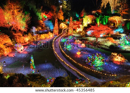 Beautiful Garden Night Scene Christmas Butchart Stock Photo 67698487 ...
