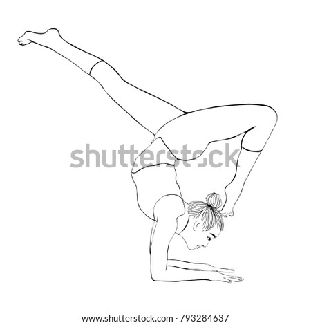 Download Immagine vettoriale stock a tema Yoga Pose Woman Handstand ...