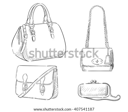 Sketches Bags Vector Fashion Illustration Womens Stock Vector 407541187