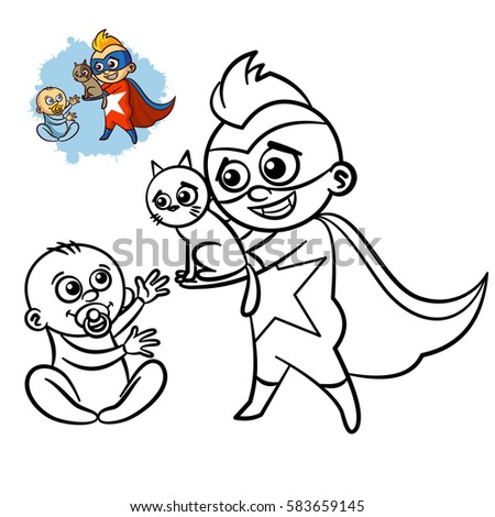 superhero boy coloring book comic character isolated on white background vector illustration - Boy Coloring Book superhero boy coloring book comic character isolated on white background vector illustration - Boy Coloring Book