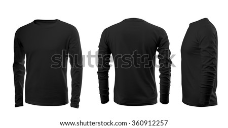 Black Mens Tshirt Long Sleeves Rear Stock Photo 360912257 - Shutterstock