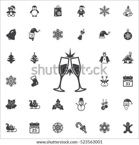 Champagne glass icon. New Year set of icons. Christmas holidays