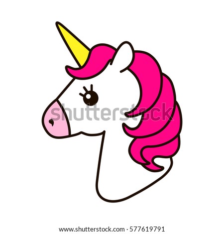 stock vector unicorn vector icon isolated on white head portrait horse sticker patch badge magic cartoon 577619791