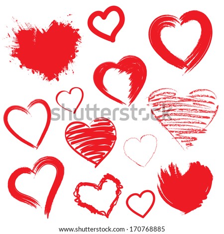 Vector hearts set. Hand drawn.