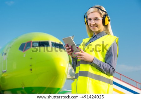 Female airport worker
