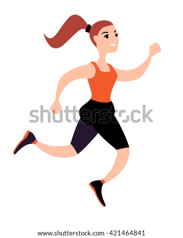 Running Girl On White Female Runner Stock Vector 421464841 - Shutterstock