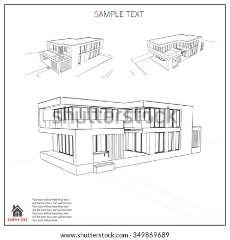 Architecture Drawing Template wireframe blueprint drawing 3d building vector stock vector Architecture Drawing Template wireframe blueprint drawing 3d building vector stock vector