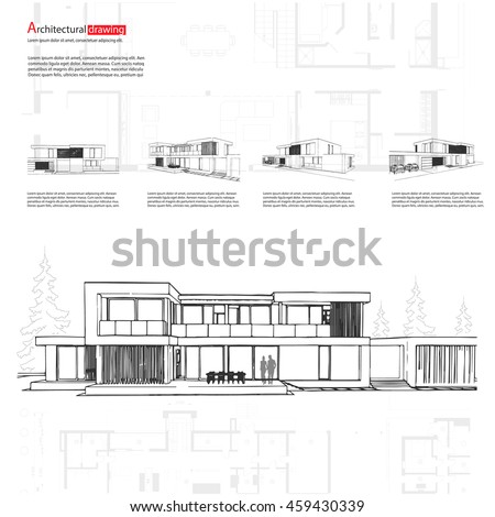 Architectural Drawing Blueprint wireframe blueprint drawing 3d building house stock vector Architectural Drawing Blueprint wireframe blueprint drawing 3d building house stock vector