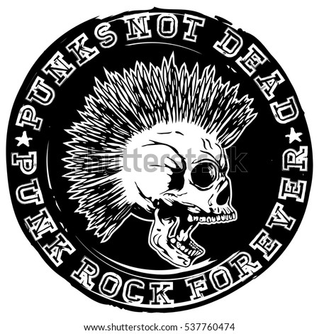 Vector Illustration Stamp Skull Lettering Punks Stock 